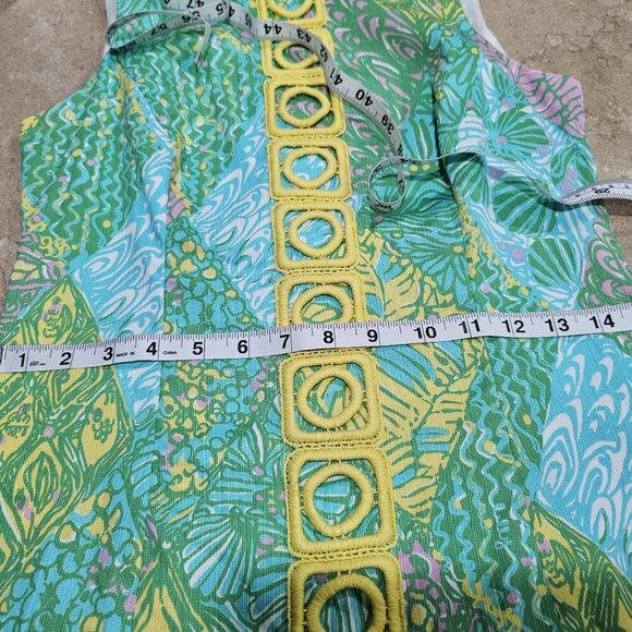 Lilly Pulitzer Mila Sun Dance Small Print Yellow Panel Shift Dress Size 2 - Picture 5 of 9